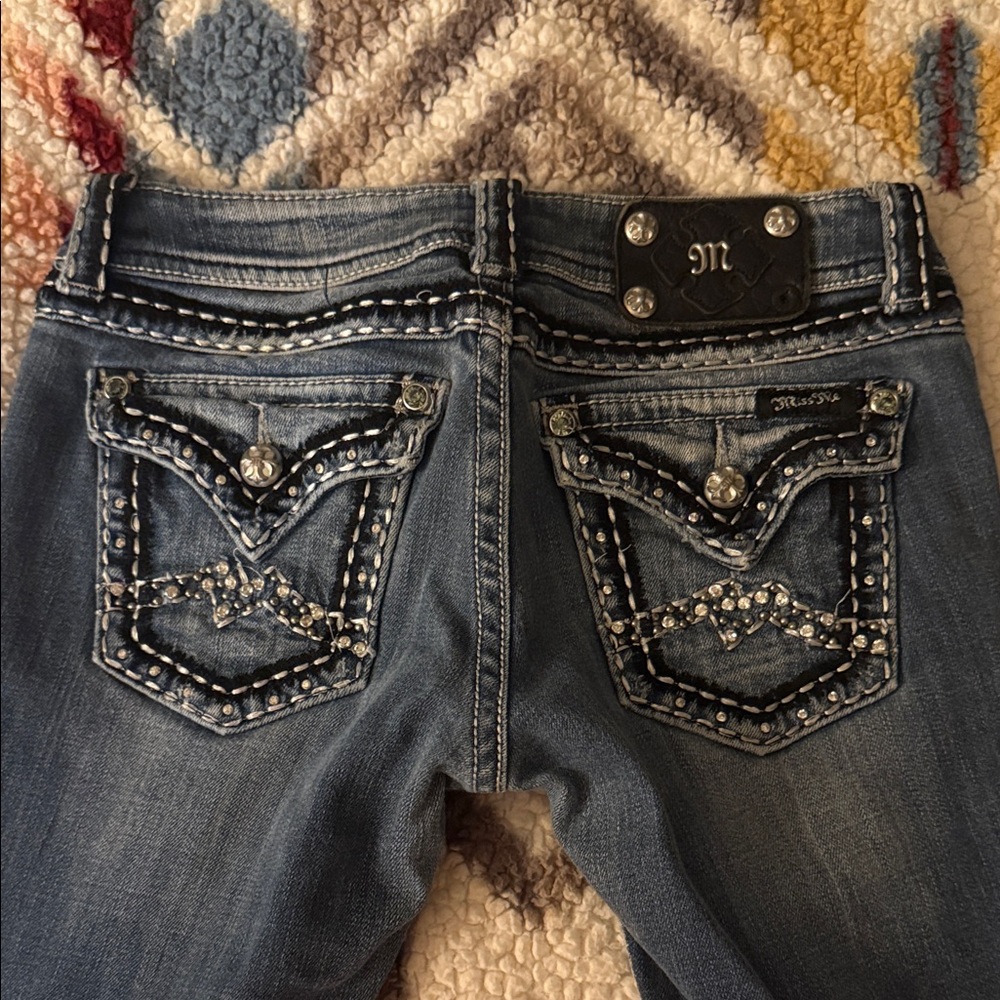 Miss Me Blue Rhinestone Embellished Skinny Jeans - Picture 3 of 3